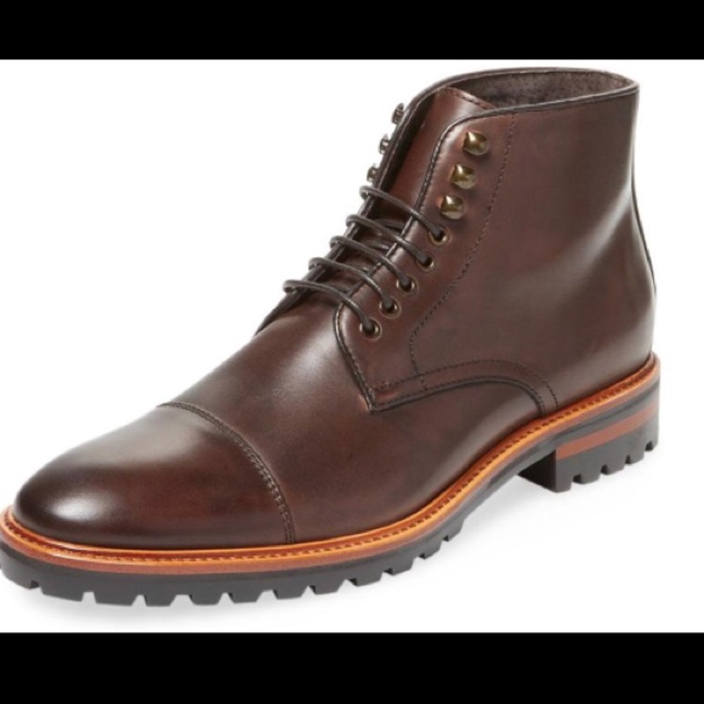 Millburn co cap-toe leather boot, chestnut